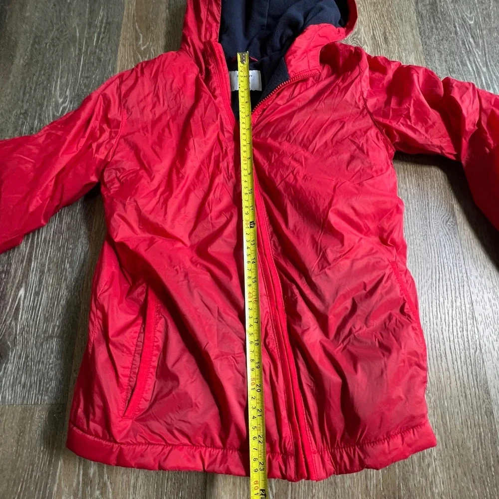 Old Navy Hooded Jacket Kids XL 14-16 Red Fleece Lined Windbreaker Full Zip